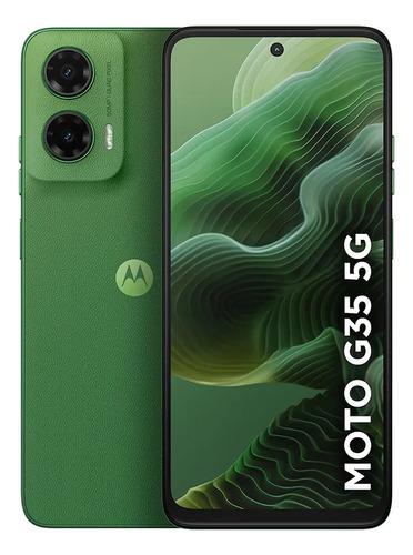Smartphone Motorola Moto G35 5g - 128gb 12gb (4gb Ram+8gb Ram Boost), E Camera 50mp Com Ai Nfc Tela 6.7  Com Superbrilho - Verde - Vegan Leather