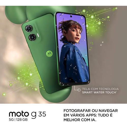 Motorola Moto G35 5g - 128gb 12gb (4gb Ram+8gb Ram Boost), E Camera 50mp Com Ai NfcCom Superbrilho - Verde - Vegan Leather 3